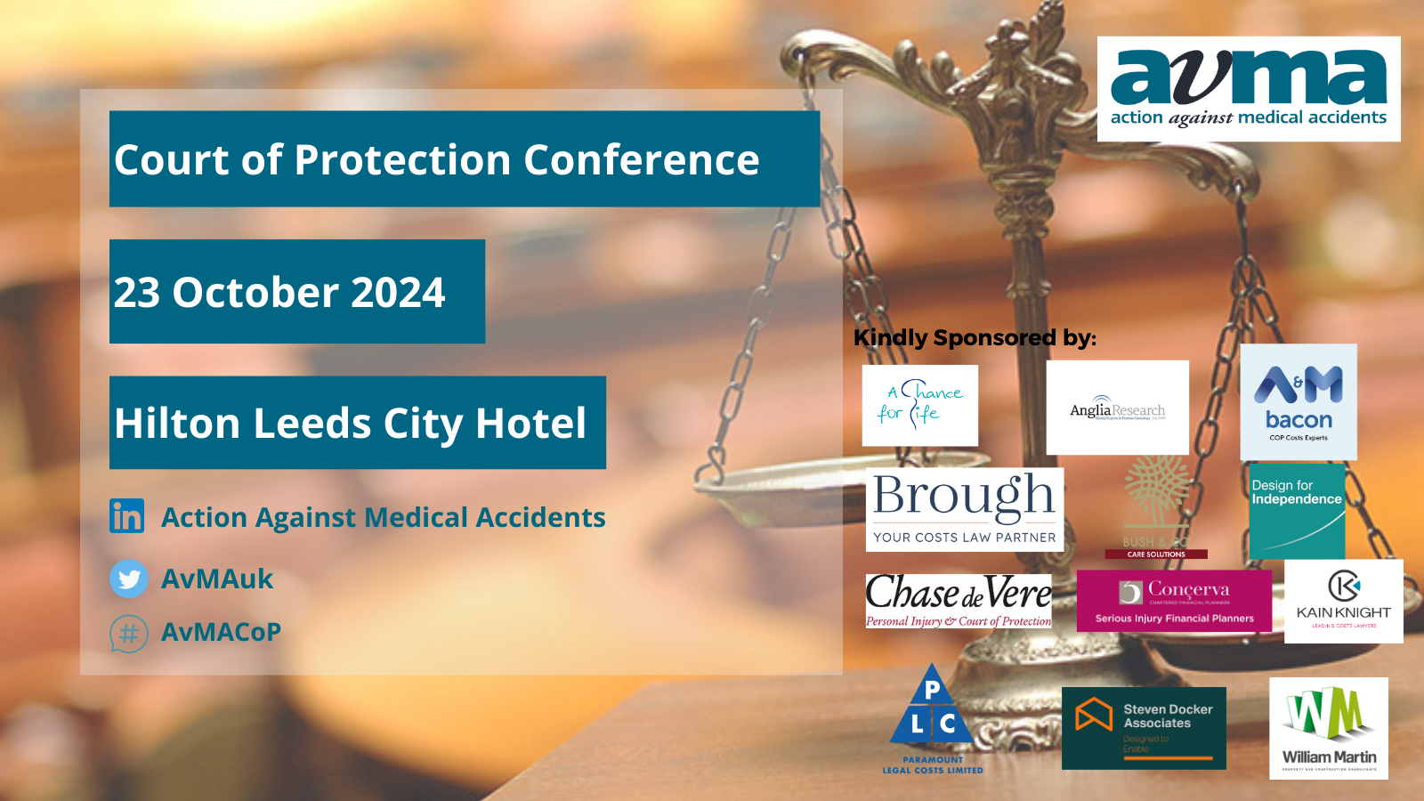 AvMA Court of Protection Conference, 23 October 2024, Hilton Leeds